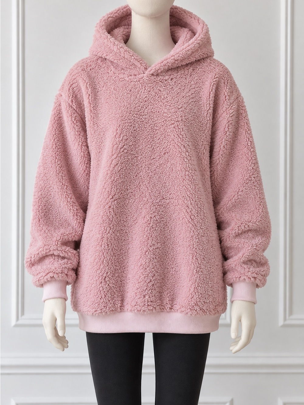 SHEIN Plush Pink Sherpa Hooded Pullover